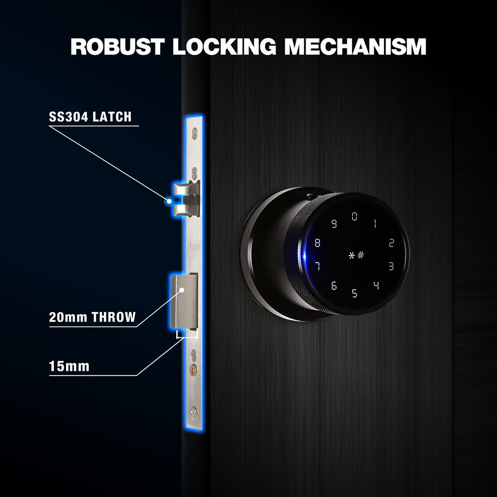 Ozone Oracle Bluetooth Smart Door Lock with 4-way access | Door Thickness: 35-65 mm (Black)