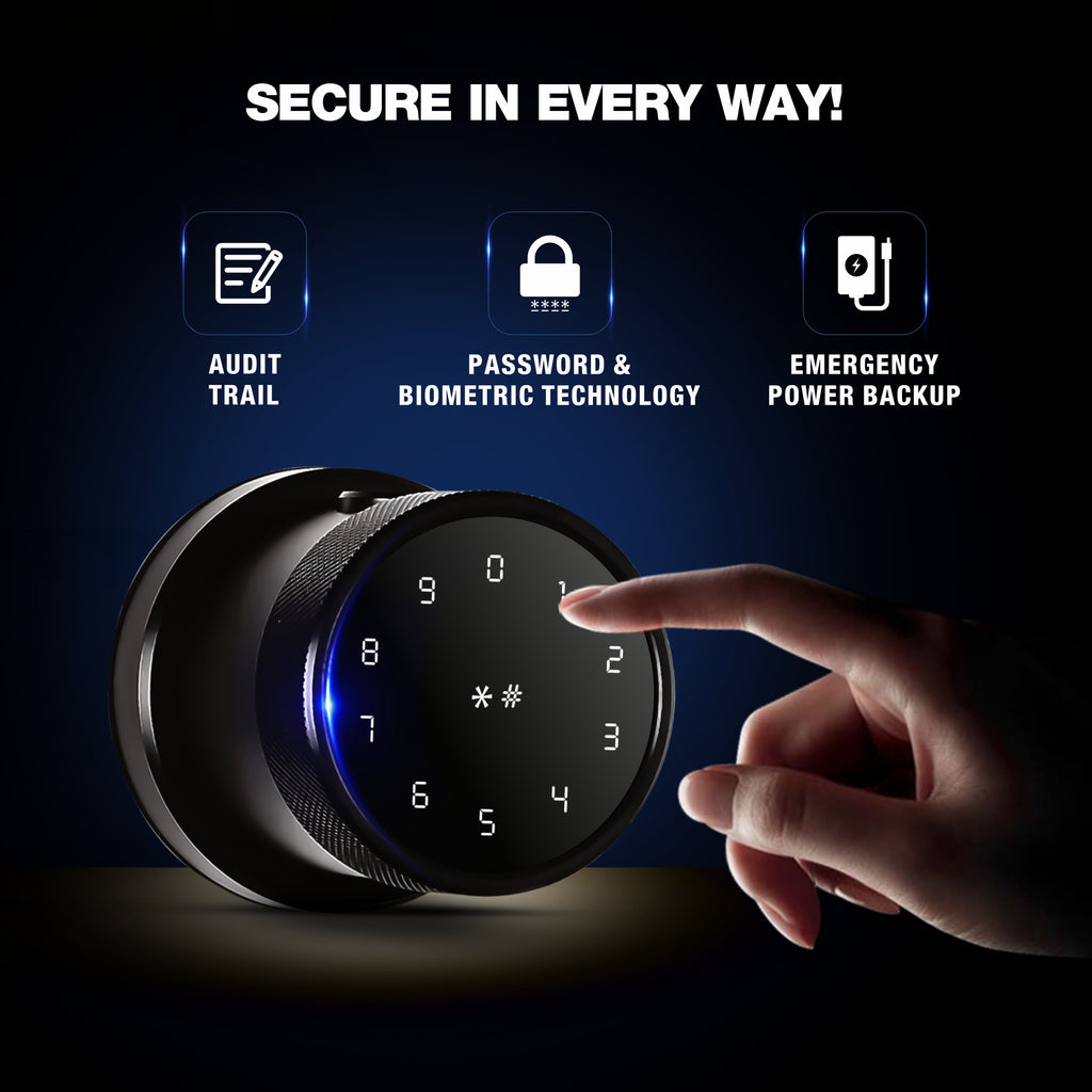 Ozone Oracle Bluetooth Smart Door Lock with 4-way access | Door Thickness: 35-65 mm (Black)