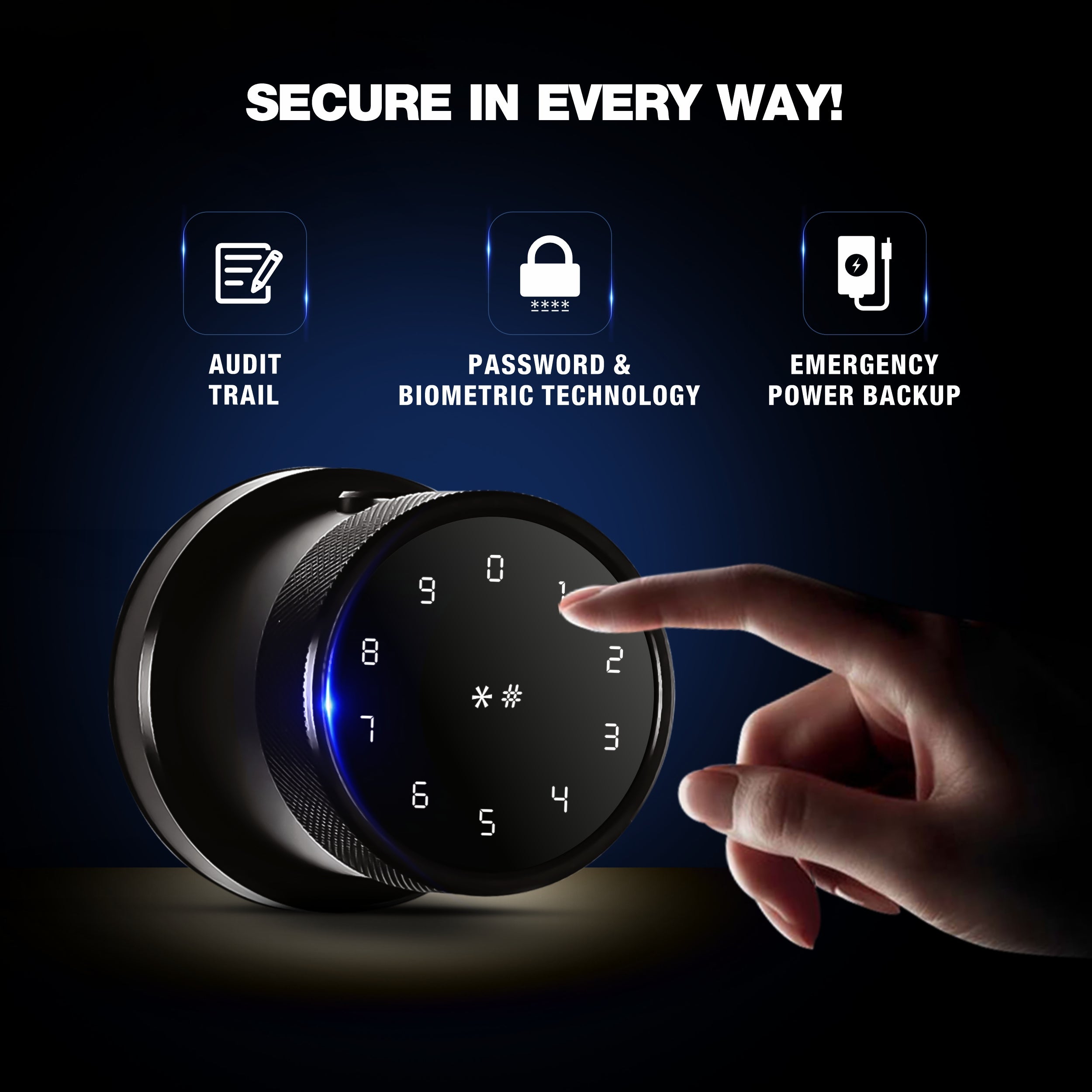 Ozone Oracle Bluetooth Smart Door Lock with 4-way access | Door Thickness: 35-65 mm (Black)