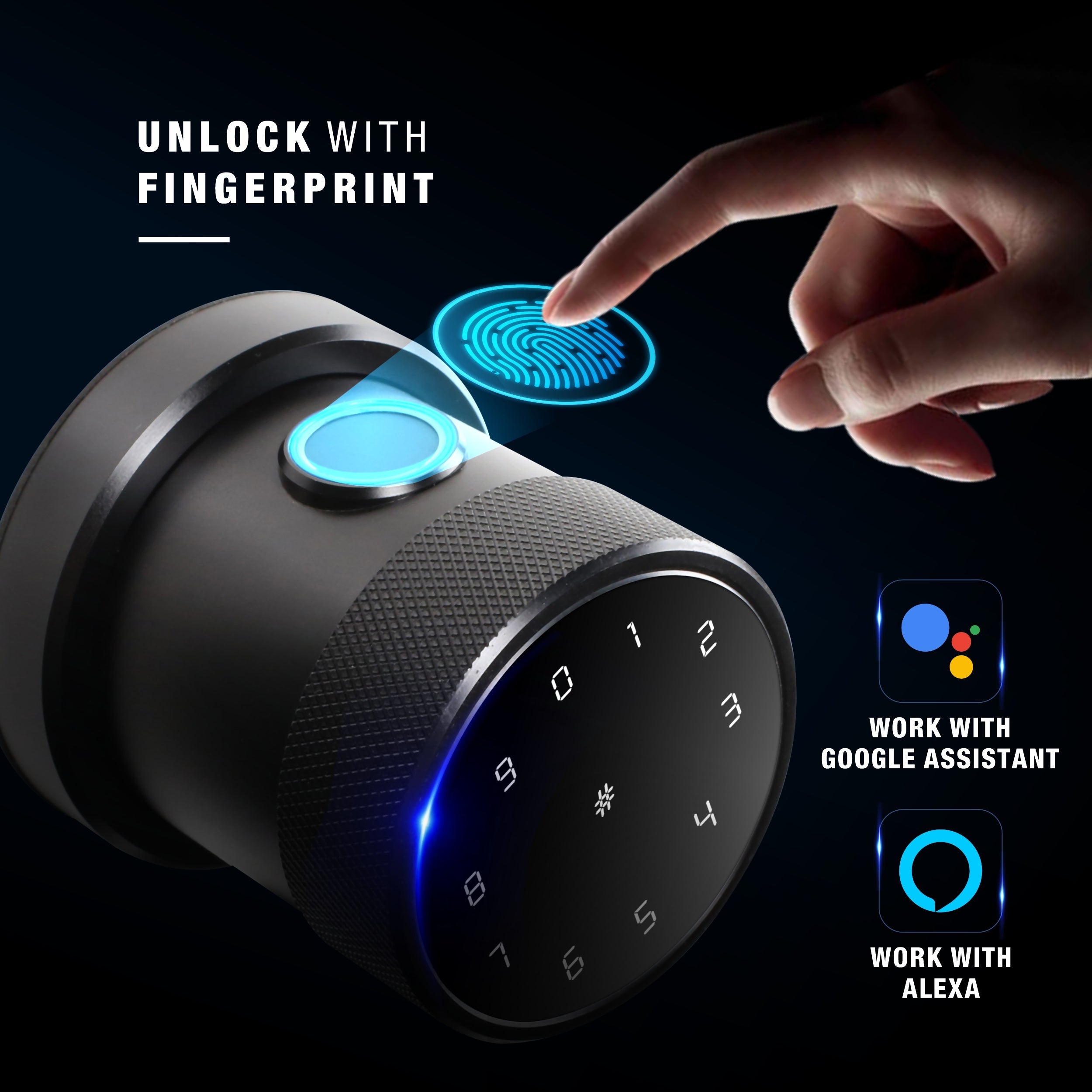 Ozone Oracle Bluetooth Smart Door Lock with Rose Plate with 4-way access | Door Thickness: 35-65 mm - Ozone Group