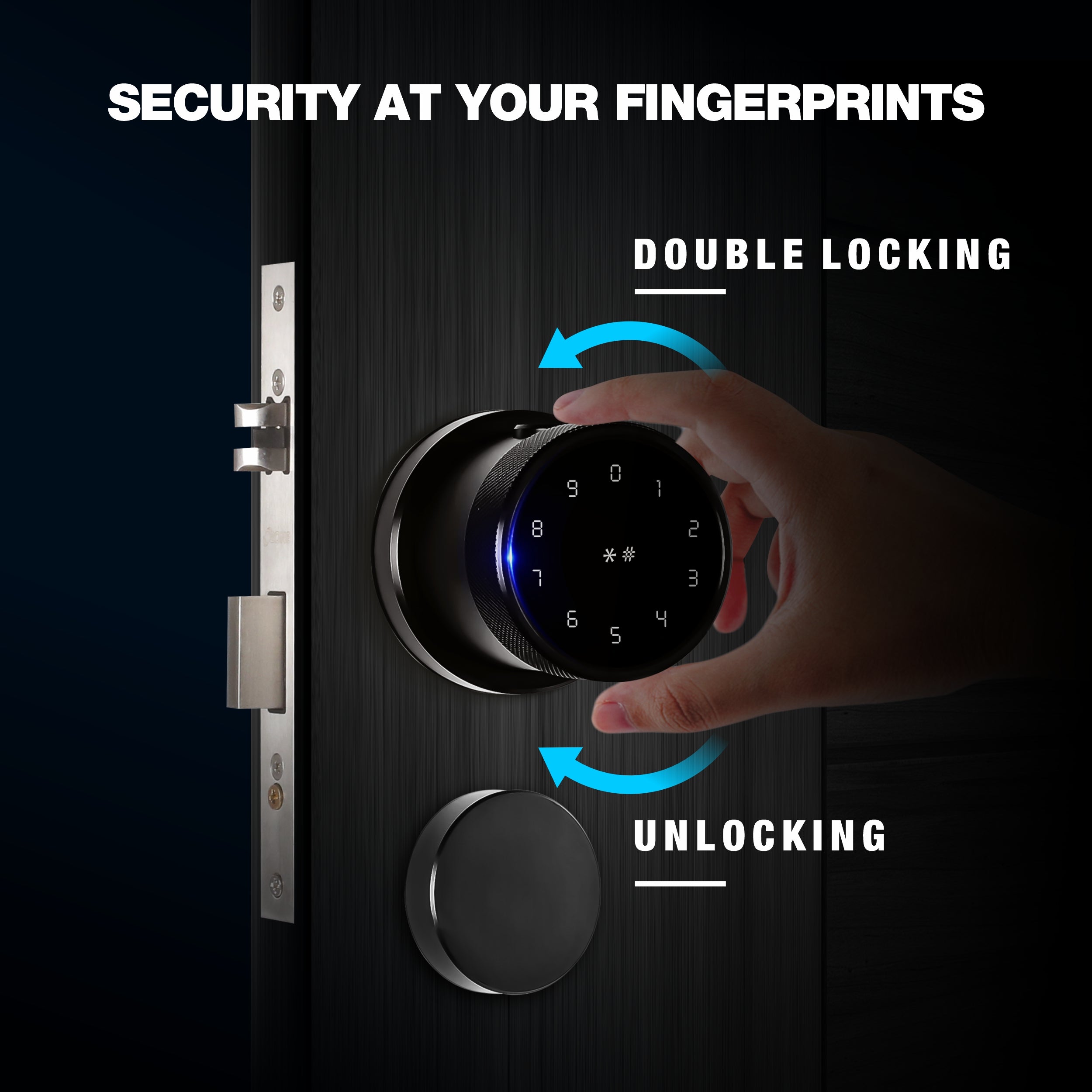Ozone Oracle Bluetooth Smart Door Lock with Rose Plate with 4-way access | Door Thickness: 35-65 mm - Ozone Group