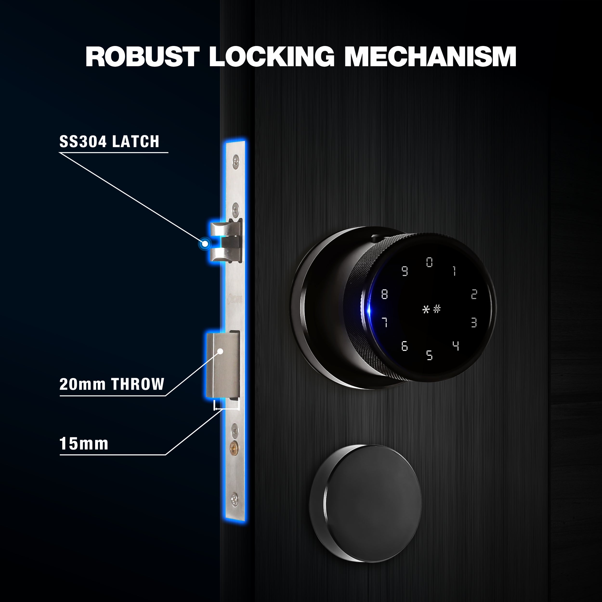 Ozone Oracle Bluetooth Smart Door Lock with Rose Plate with 4-way access | Door Thickness: 35-65 mm - Ozone Group