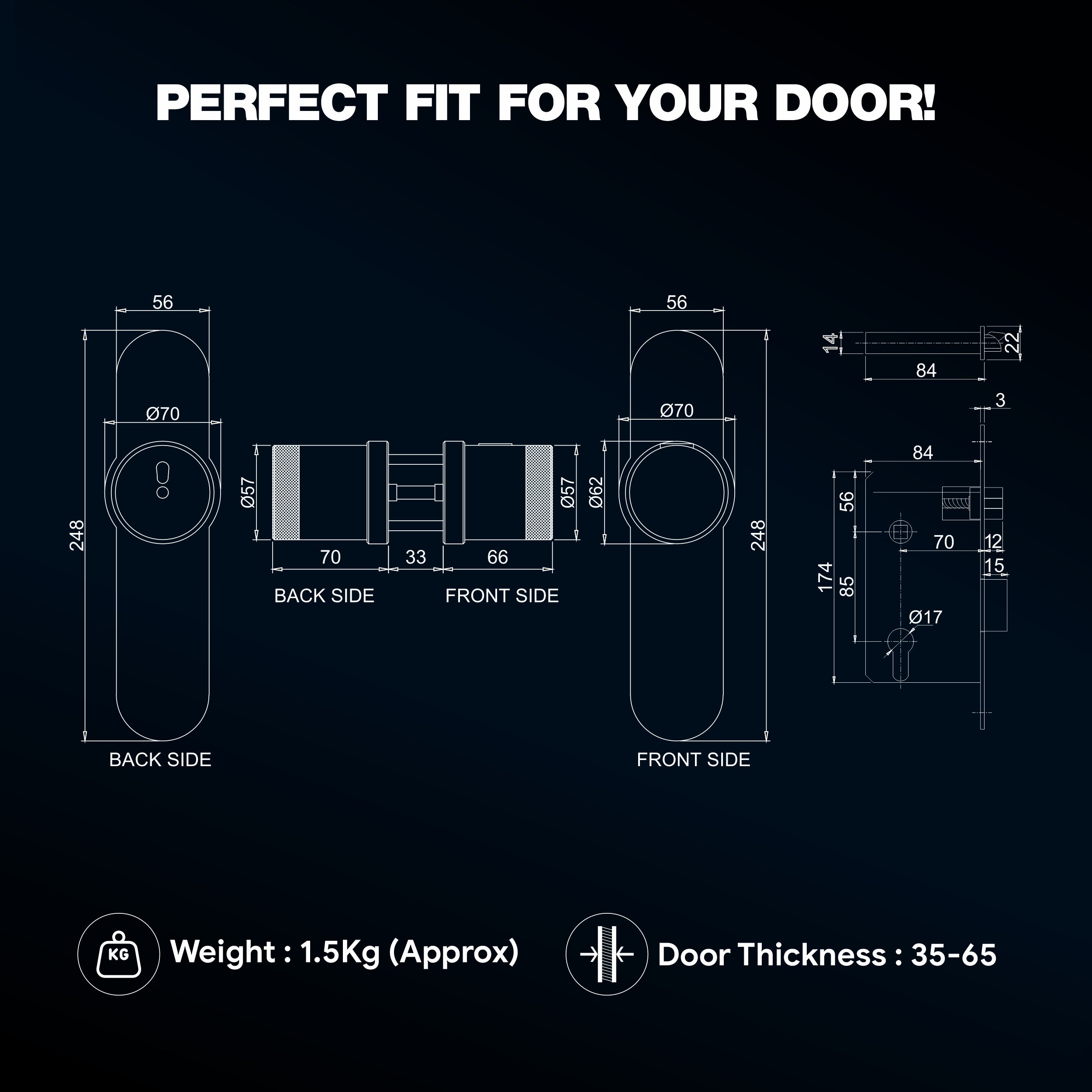 Ozone Oracle Bluetooth Smart Door Lock with Lock Body with 4-way access | Door Thickness: 35-65 mm - Ozone Group