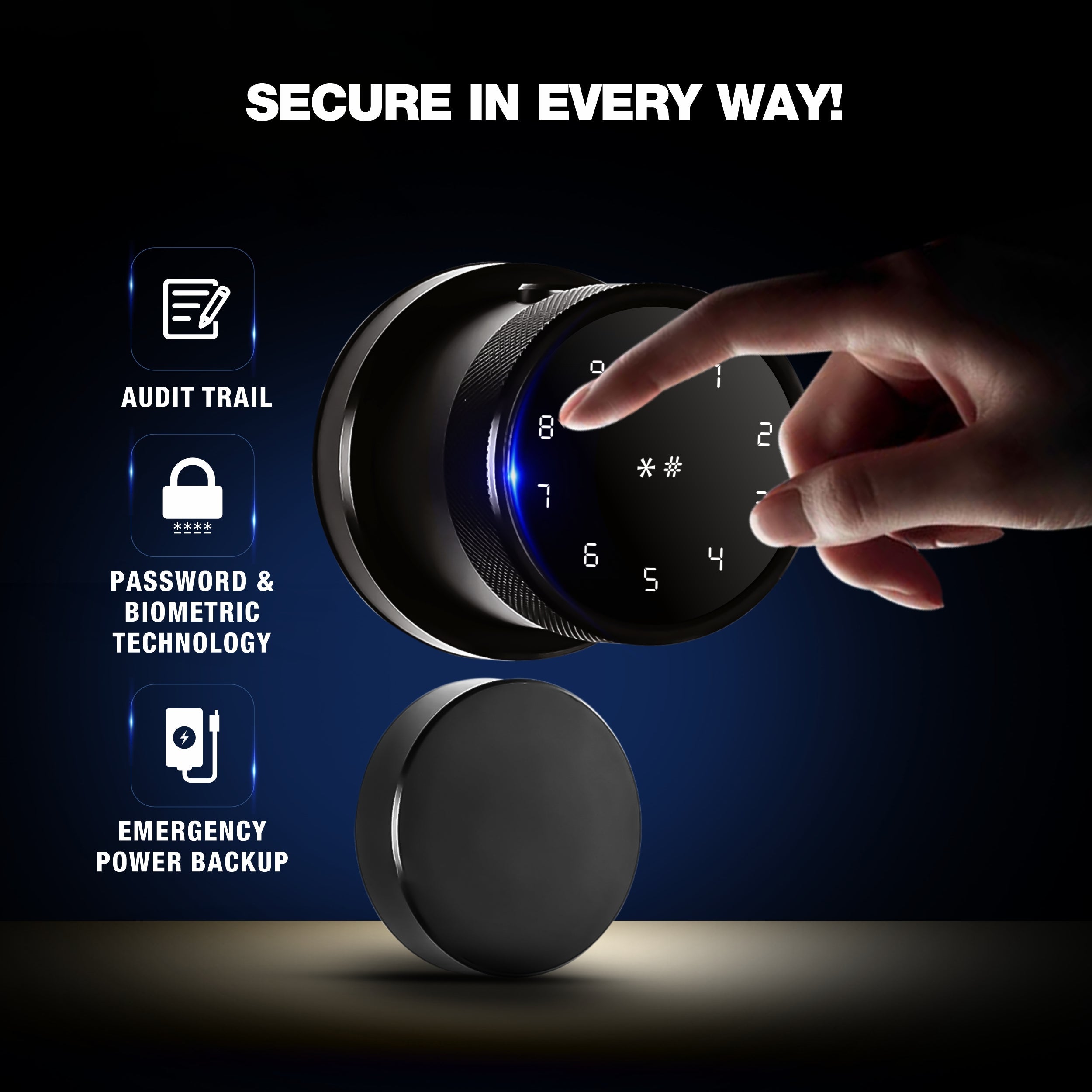 Ozone Oracle Bluetooth Smart Door Lock with Rose Plate with 4-way access | Door Thickness: 35-65 mm - Ozone Group