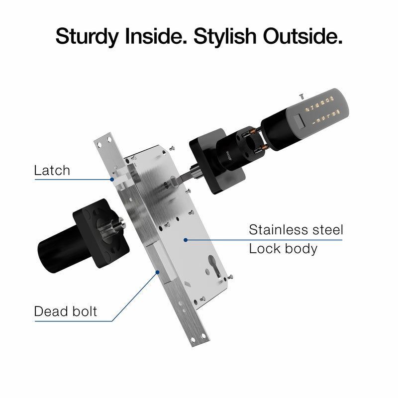 Ozone Trinity Smart Door Lock with 4-way Access | For Internal Wooden Doors