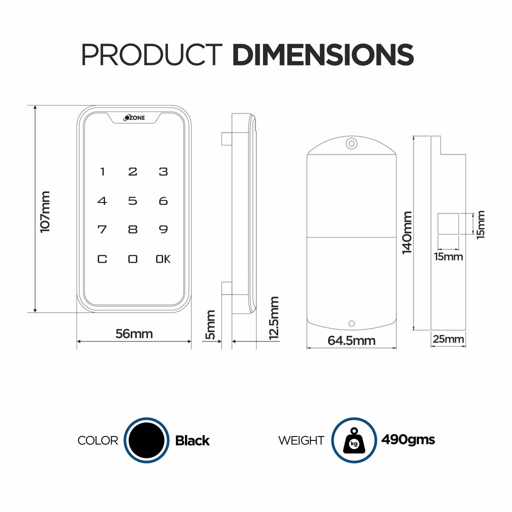 Ozone 201 Life Smart Furniture Lock with Password Access | For Wooden/Metal Cabinets & Wardrobes - Ozone Group