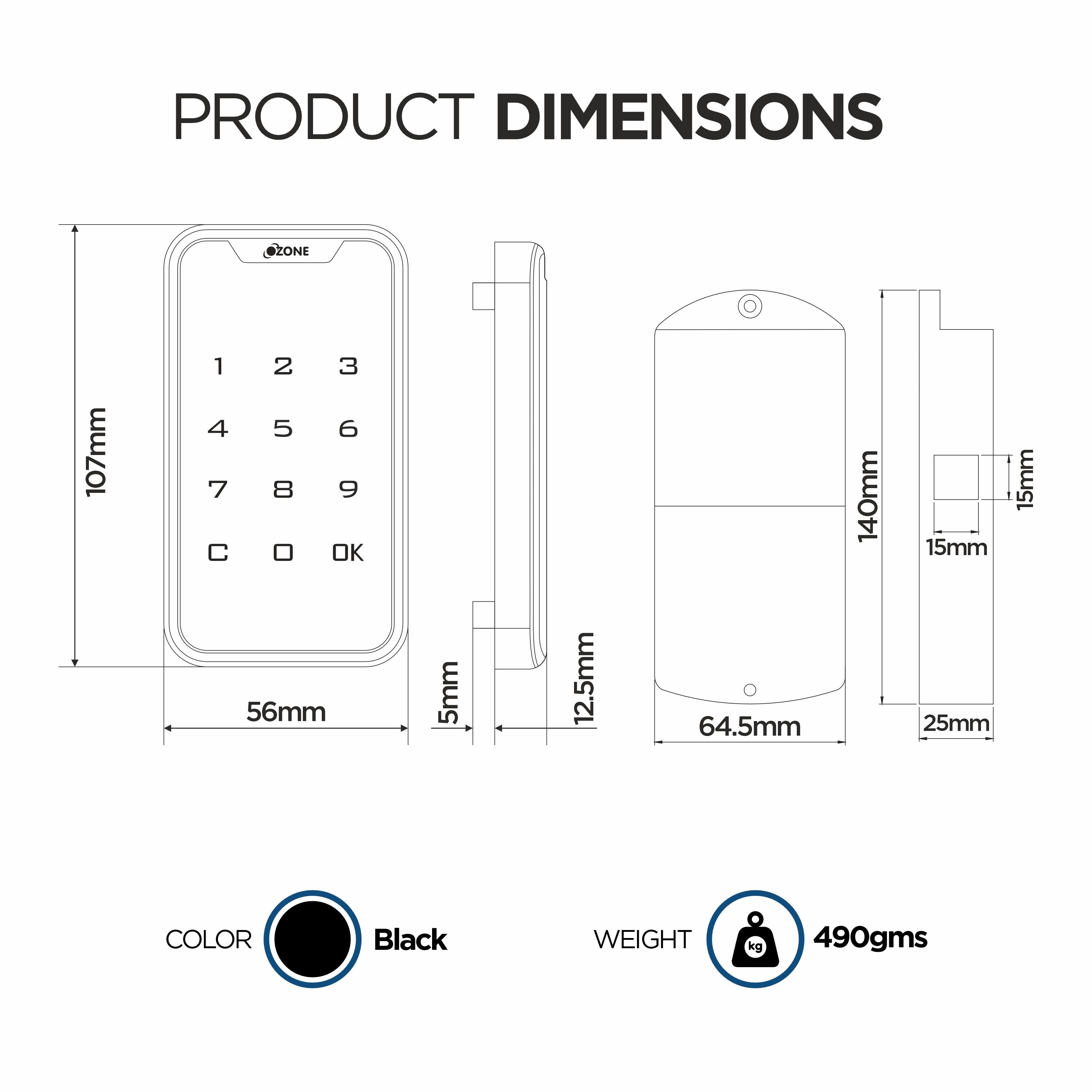 Ozone 201 Life Smart Furniture Lock with Password Access | For Wooden/Metal Cabinets & Wardrobes - Ozone Group