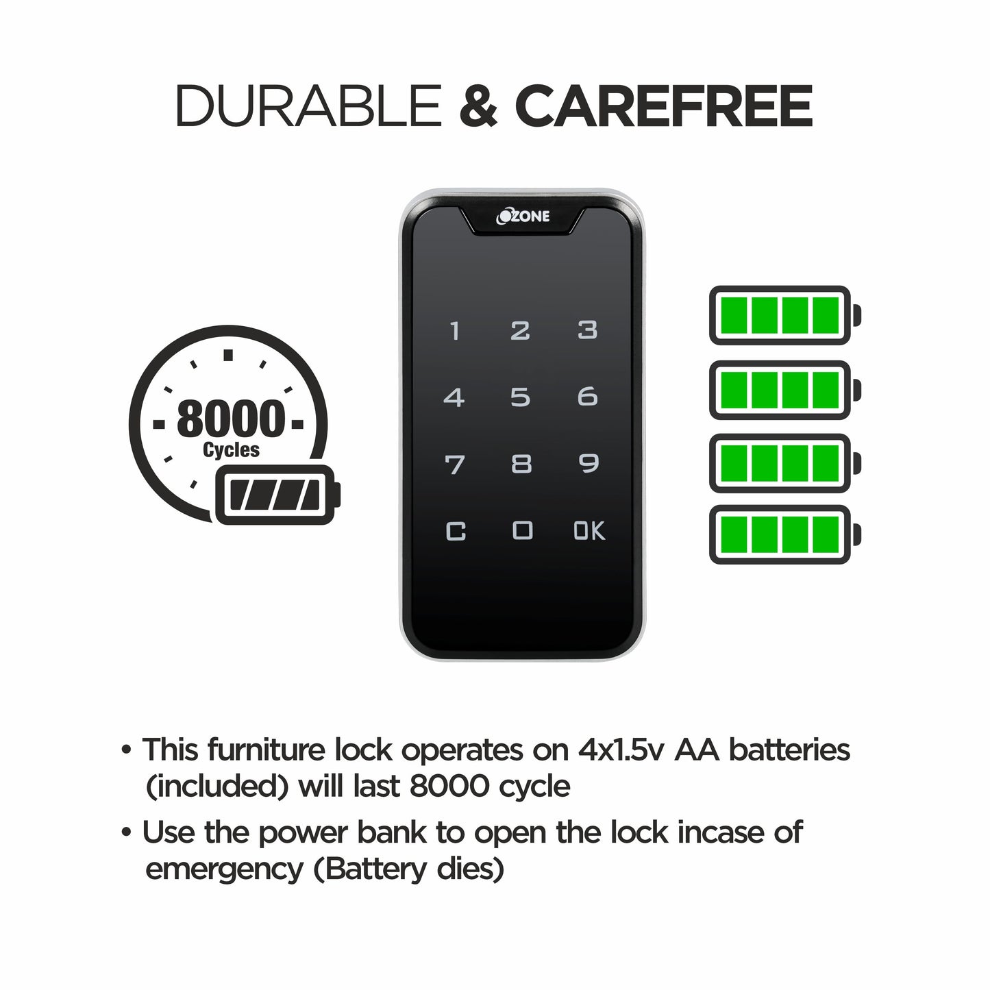 Ozone 201 Life Smart Furniture Lock with Password Access | For Wooden/Metal Cabinets & Wardrobes
