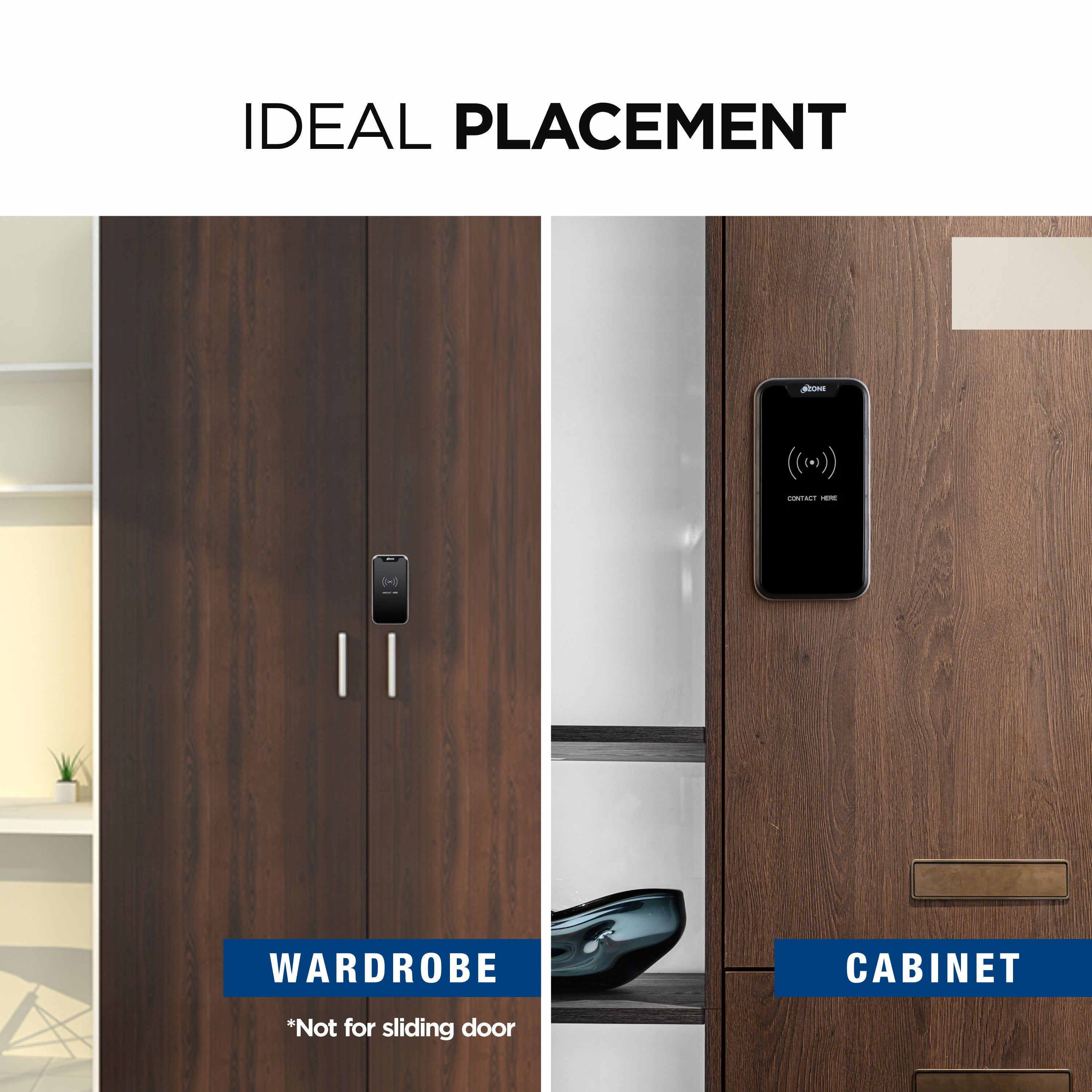 Ozone Smart Furniture Lock with RFID Access | For Wooden/Metal Cabinets & Wardrobes