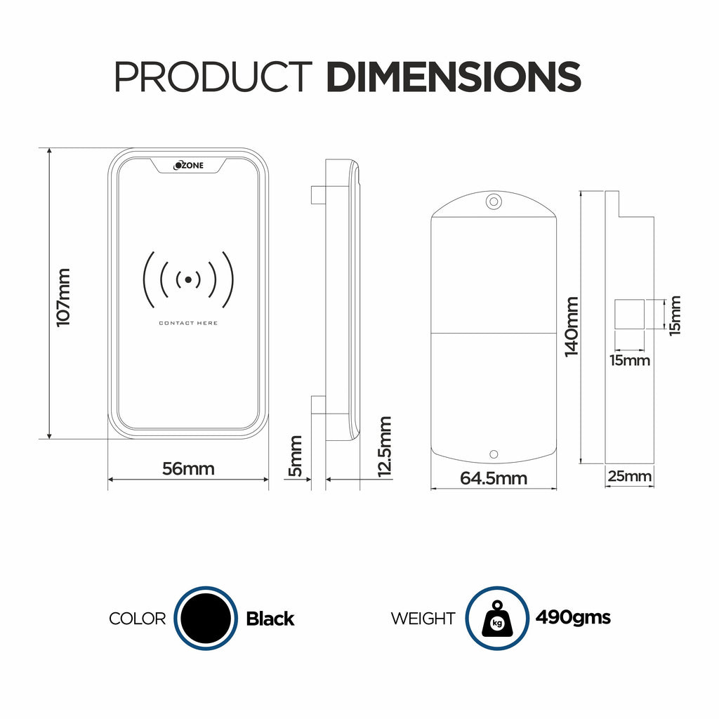 Ozone Smart Furniture Lock with RFID Access | For Wooden/Metal Cabinets & Wardrobes - Ozone Group