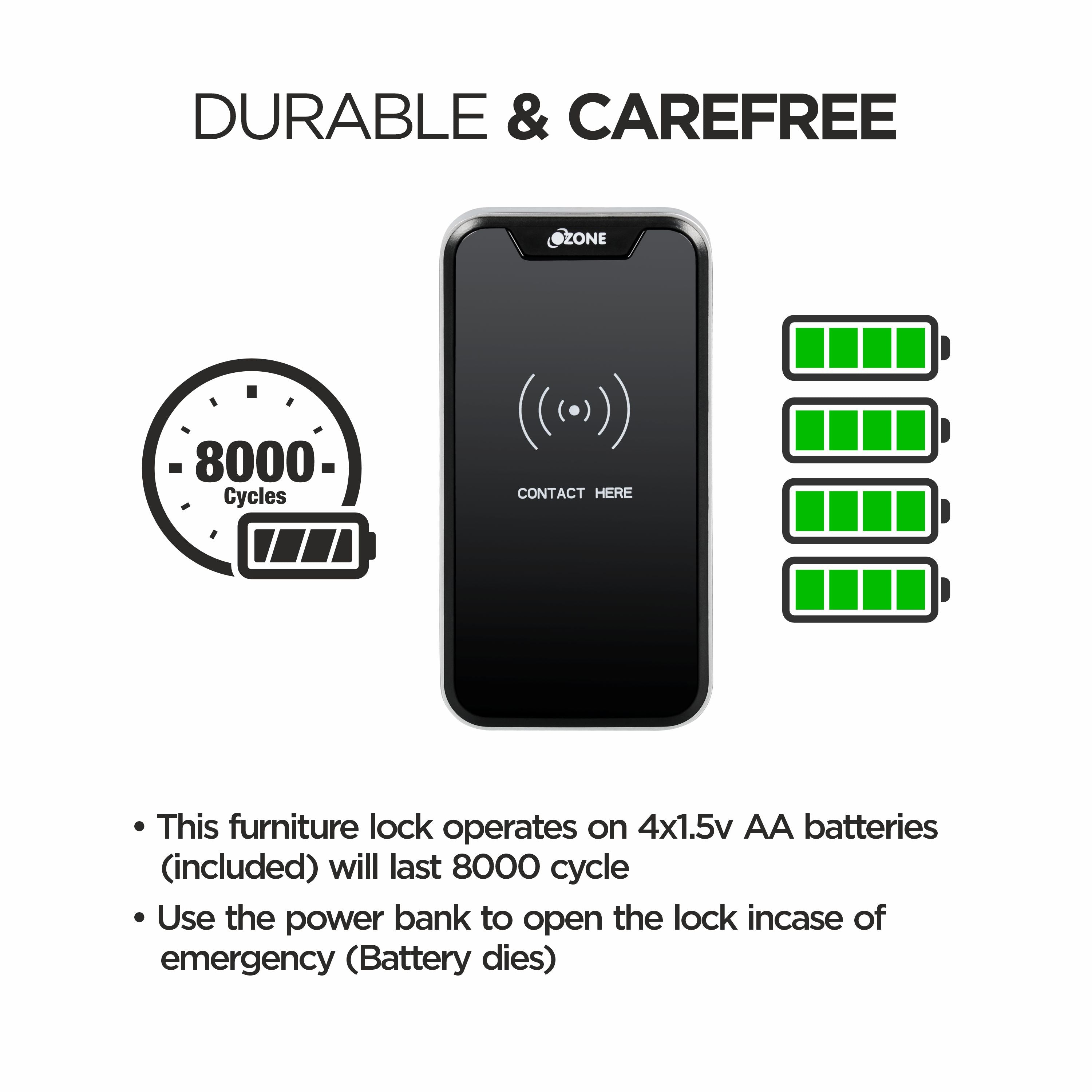 Ozone Smart Furniture Lock with RFID Access | For Wooden/Metal Cabinets & Wardrobes - Ozone Group