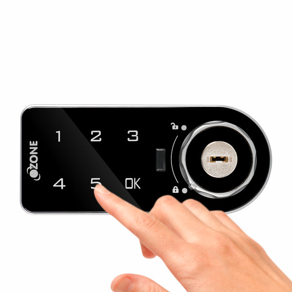 Ozone 301 Horizontal Smart Furniture Lock with Password & Key Access | For Wooden/Metal Cabinets & Wardrobes