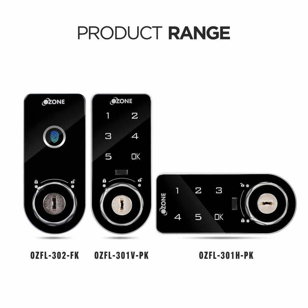 Ozone 301 Horizontal Smart Furniture Lock with Password & Key Access | For Wooden/Metal Cabinets & Wardrobes - Ozone Group