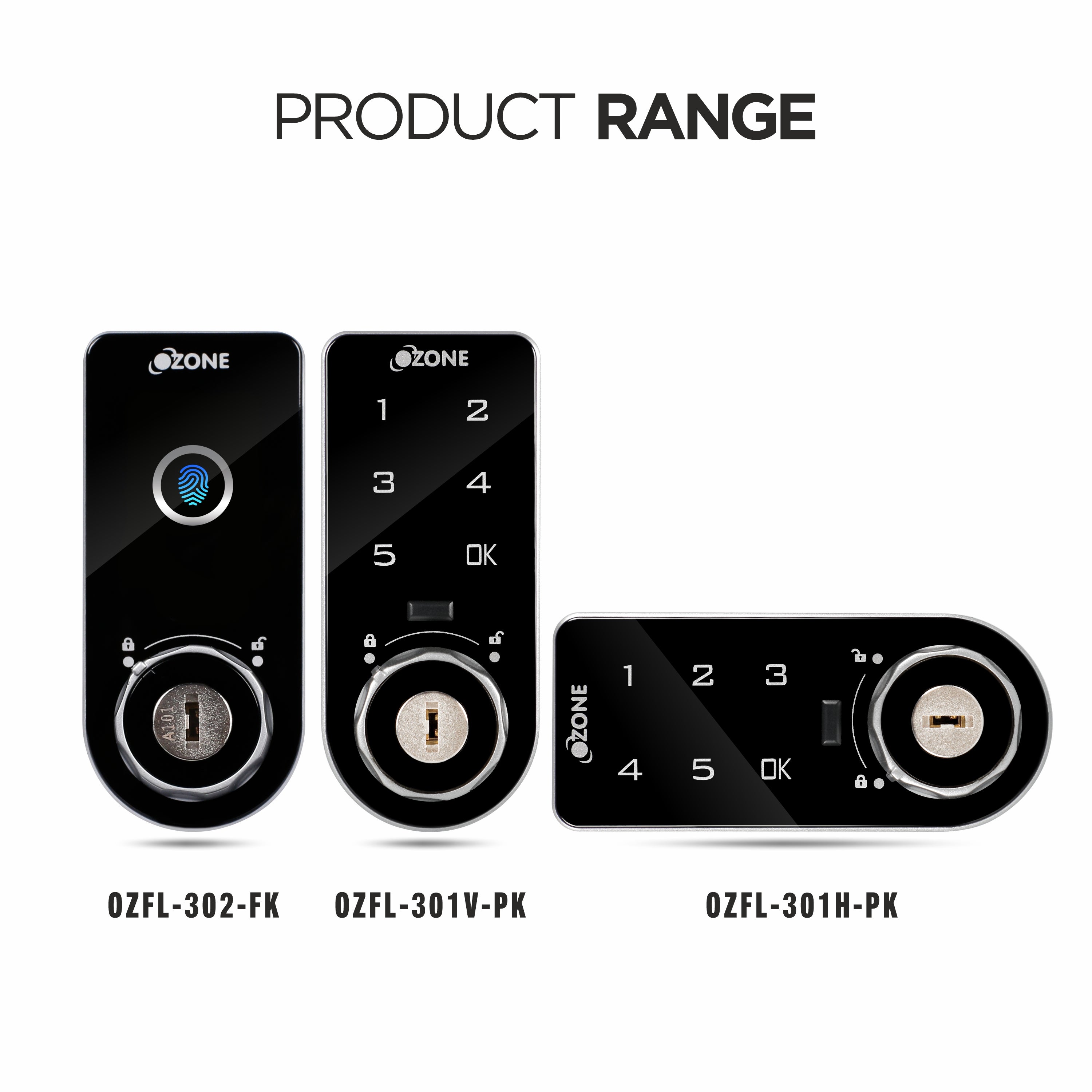 Ozone 301 Horizontal Smart Furniture Lock with Password & Key Access | For Wooden/Metal Cabinets & Wardrobes - Ozone Group