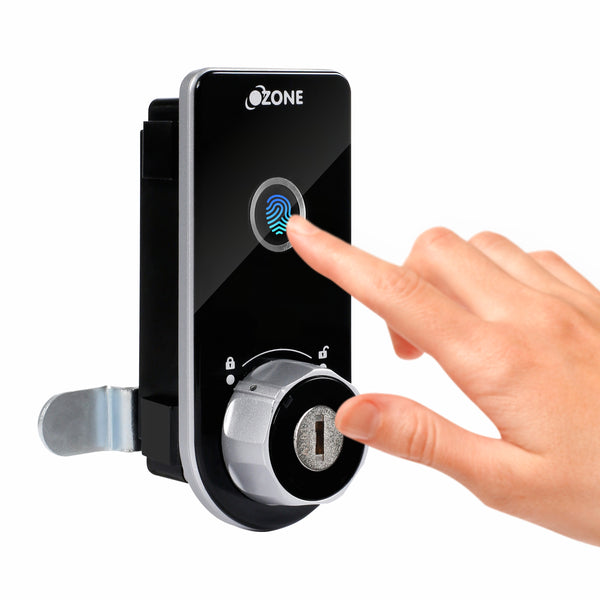 Ozone Smart Furniture Lock with Fingerprint & Key Access | For Wooden/Metal Cabinets & Wardrobes