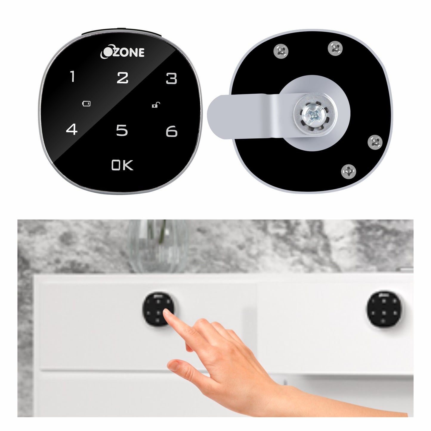 Ozone Smart Furniture Lock with Password Access | For Single/Multiple Metal/Wooden Drawers, Cabinets and Wardrobes