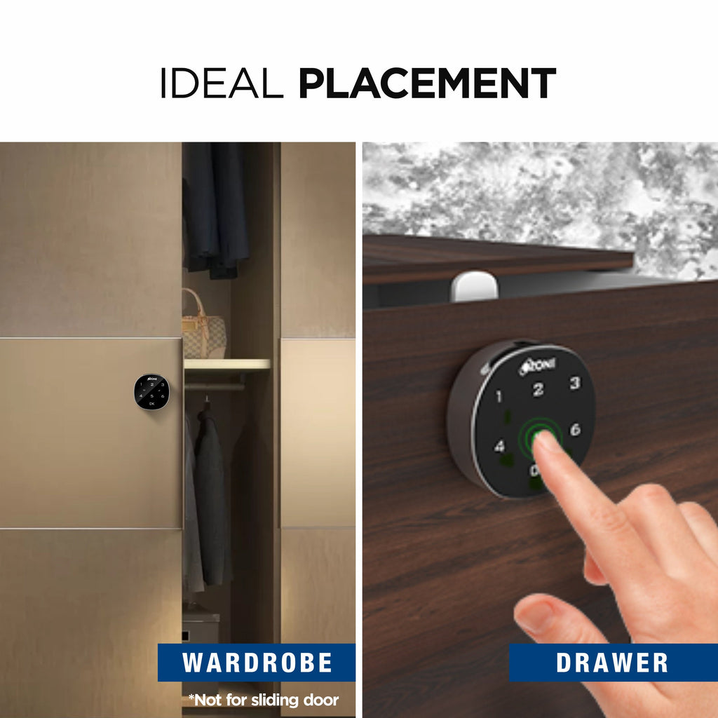 Ozone Smart Furniture Lock with Password Access | For Single/Multiple Metal/Wooden Drawers, Cabinets and Wardrobes - Ozone Group