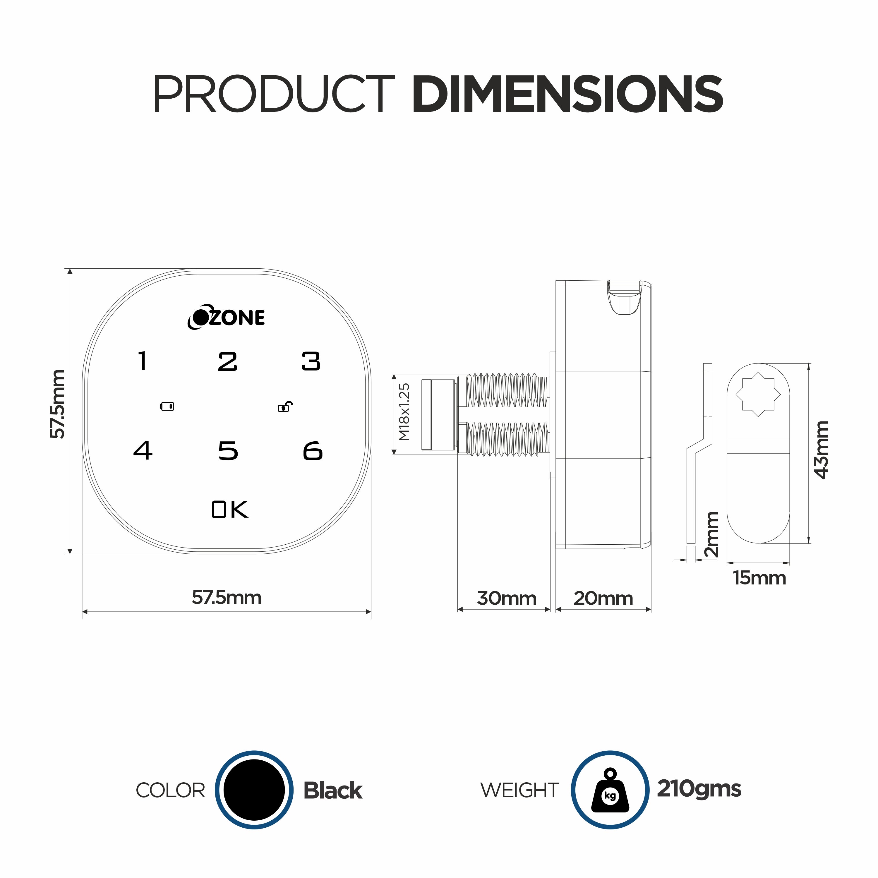 Ozone Smart Furniture Lock with Password Access | For Single/Multiple Metal/Wooden Drawers, Cabinets and Wardrobes - Ozone Group