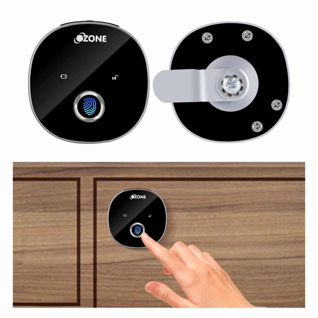 Ozone Smart Furniture Lock with Fingerprint Access for Wooden Cabinets, Wardrobes & Drawers - Ozone Group