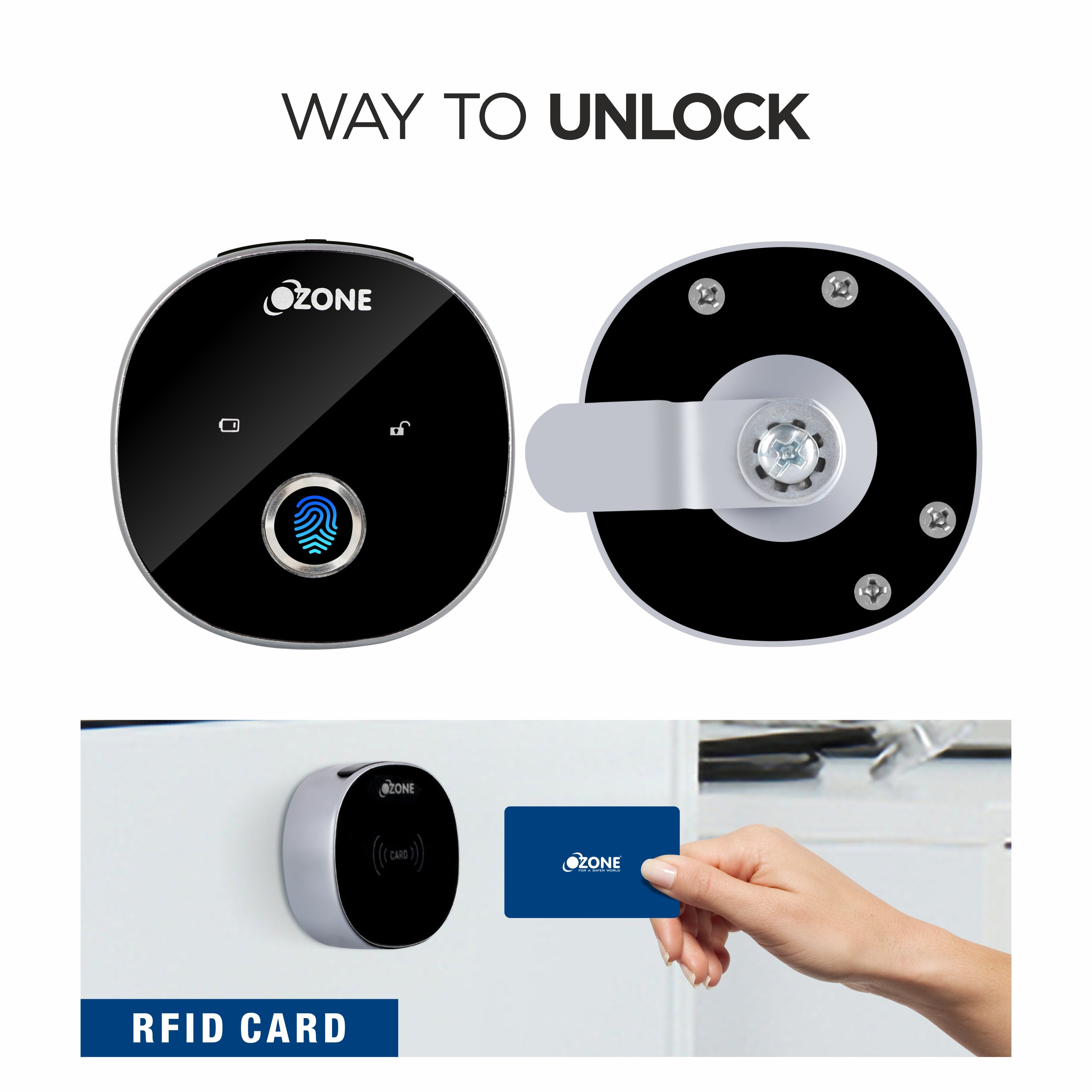 Ozone Smart Furniture Lock with Fingerprint Access for Wooden Cabinets, Wardrobes & Drawers - Ozone Group