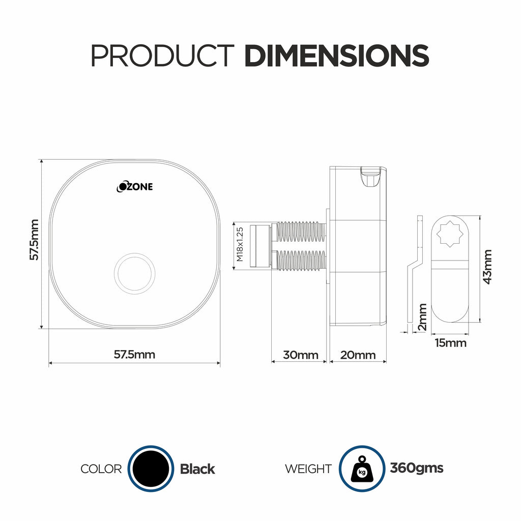 Ozone Smart Furniture Lock with Fingerprint Access for Wooden Cabinets, Wardrobes & Drawers - Ozone Group