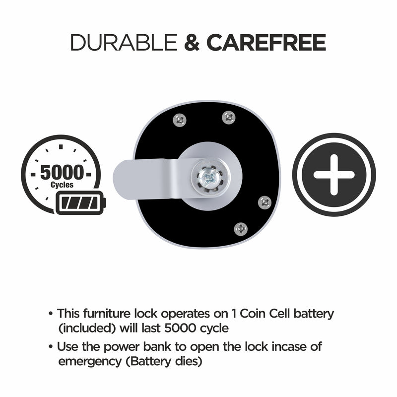 Ozone Smart Furniture Lock with Fingerprint Access for Wooden Cabinets, Wardrobes & Drawers