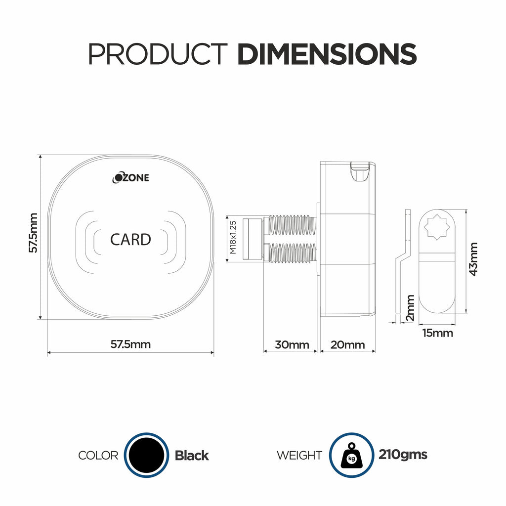 Ozone Smart Furniture Lock with RFID Access | For Single/Multiple Metal/Wooden Drawers, Cabinets and Wardrobes - Ozone Group
