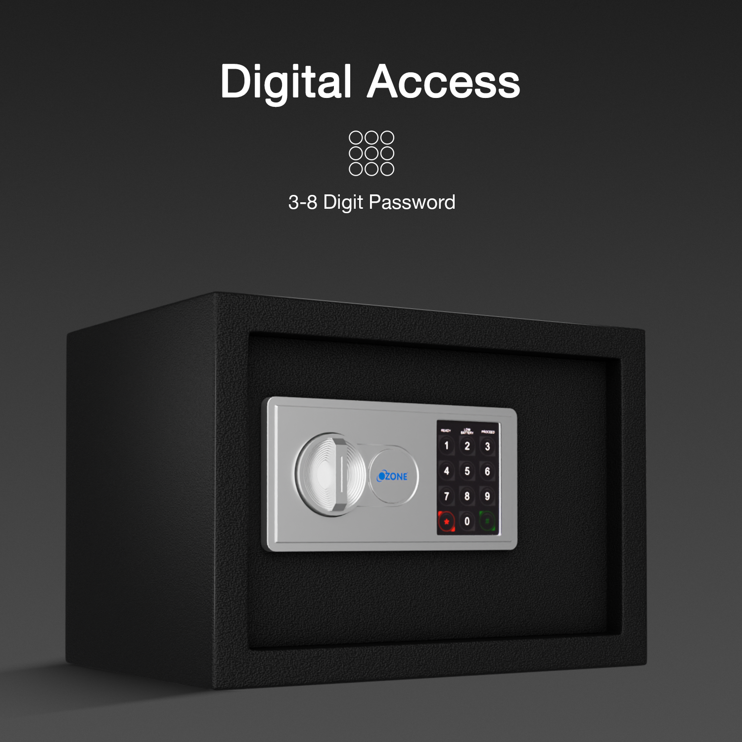 Ozone 7.9 Litres Digital Safe Locker for Home & Office – Digital Lock, 1-Way Unlocking (Password), Size: 200H x 300W x 200D mm, Weight: 5.15kg, 2-Year Warranty - Ozone Group