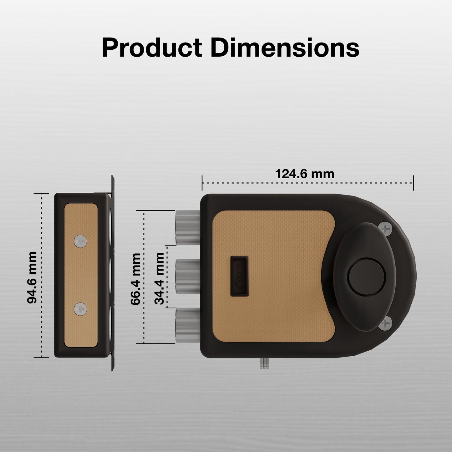 Ozone Dual-Tone Main Door Lock | 14-Pin Dimple Key Cylinder | Door Thickness: 30–85 mm