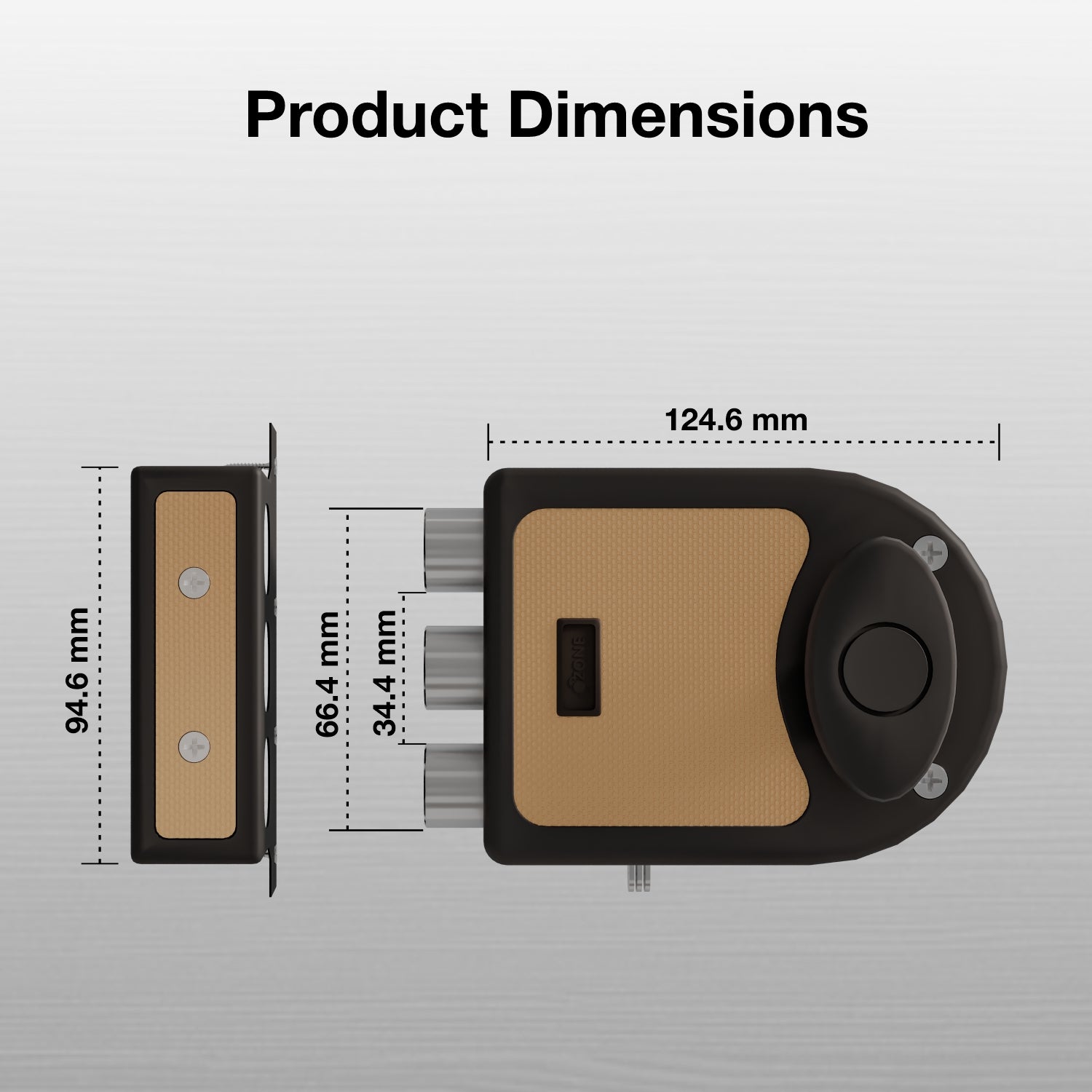 Ozone Dual-Tone Main Door Lock 14-Pin Dimple Key Cylinder | Door Thickness: 30–85 mm