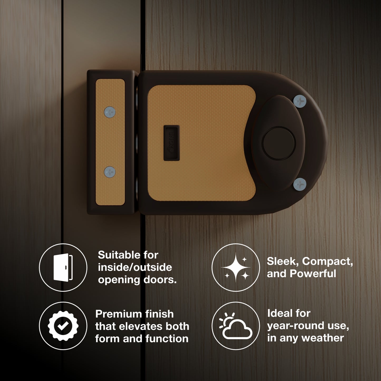 Ozone Dual-Tone Main Door Lock | 14-Pin Dimple Key Cylinder | Door Thickness: 30–85 mm