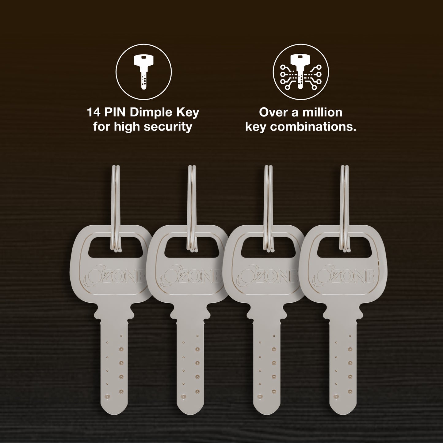 Ozone Dual-Tone Main Door Lock | 14-Pin Dimple Key Cylinder | Door Thickness: 30–85 mm