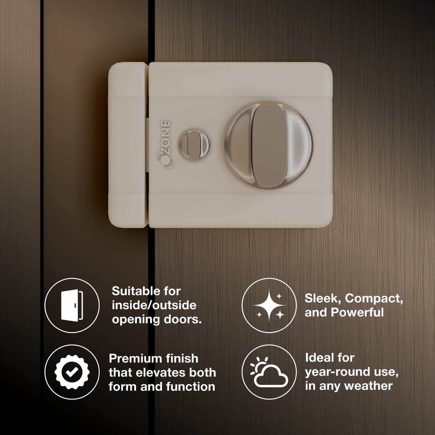 Ozone Mini Night Latch | 3 Brass Keys | Suitable for 30–70 mm Doors