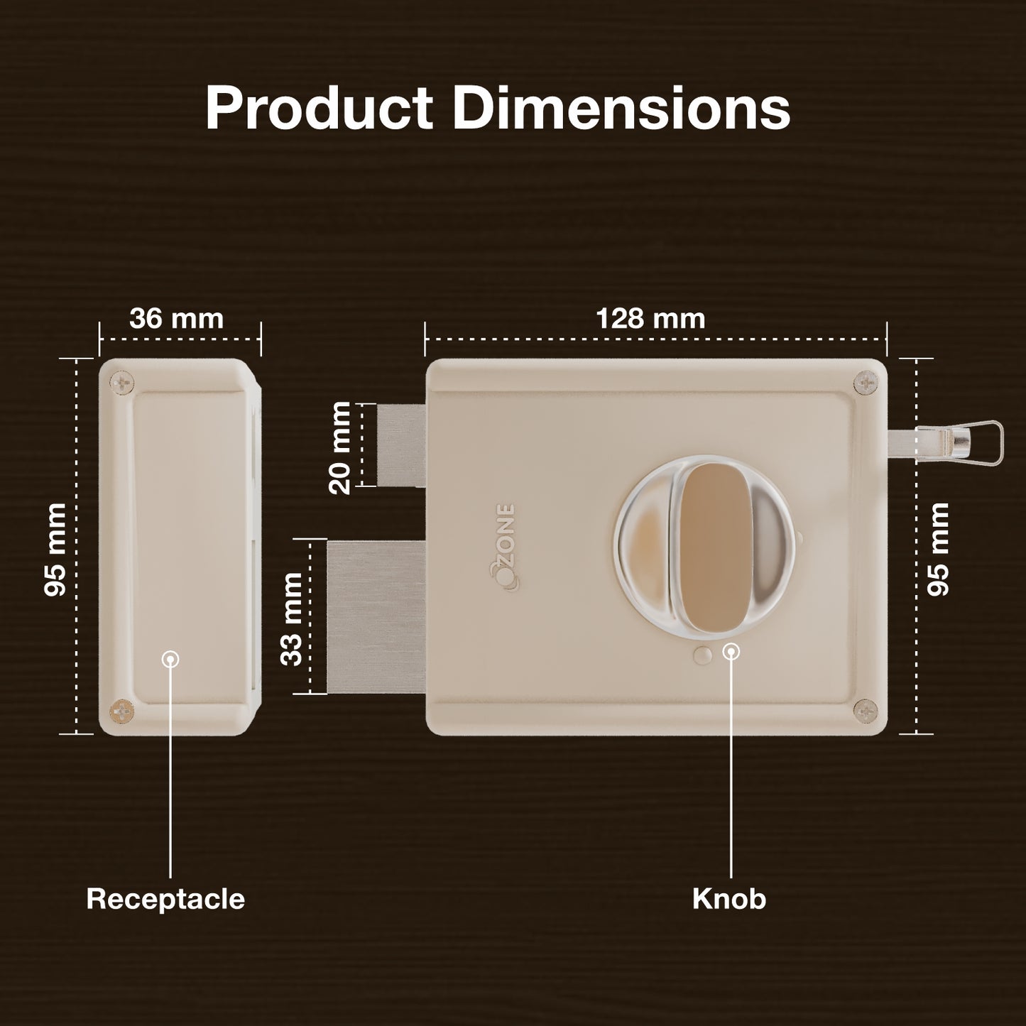Ozone Dual-Action Night Latch Lock | 4 Brass Keys | Compatible with Wooden & Metal Doors