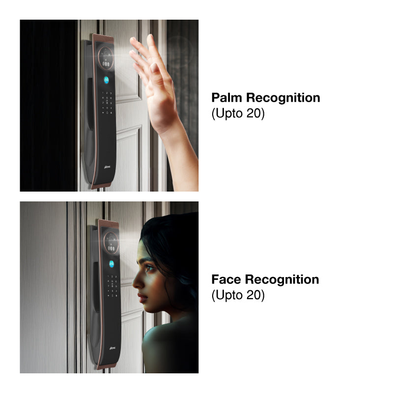 Ozone 3D Facial and Palm Recognition Smart Door Lock with 6-way access | Door Thickness: 45-120 mm - Ozone Group