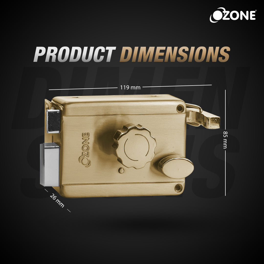 Ozone Night Latch with Reversible Latch Bolt for Inside and Outside-opening Doors | Door Thickness: 30-70mm