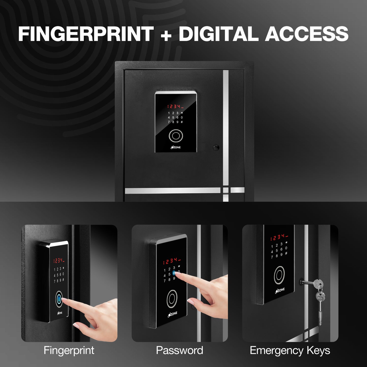 Ozone 40 Litres Fingerprint Safe Locker for Home & Office – Fingerprint Lock, 2-in-1 Unlocking (Fingerprint & Password), Size: 420H x 350W x 360D mm, Weight: 20.4kg, 2-Year Warranty