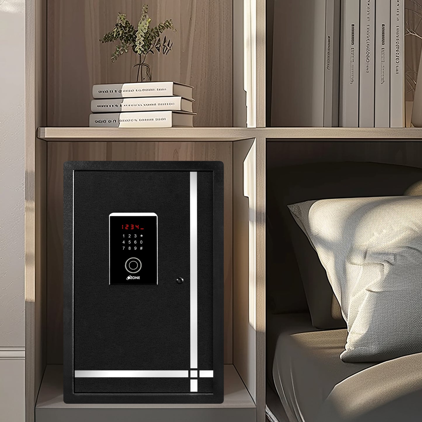 Ozone 55 Litres Fingerprint Safe Locker for Home & Office – Fingerprint Lock, 2-in-1 Unlocking (Fingerprint & Password), Size: 555H x 350W x 360D mm, Weight: 24.7kg, 2-Year Warranty