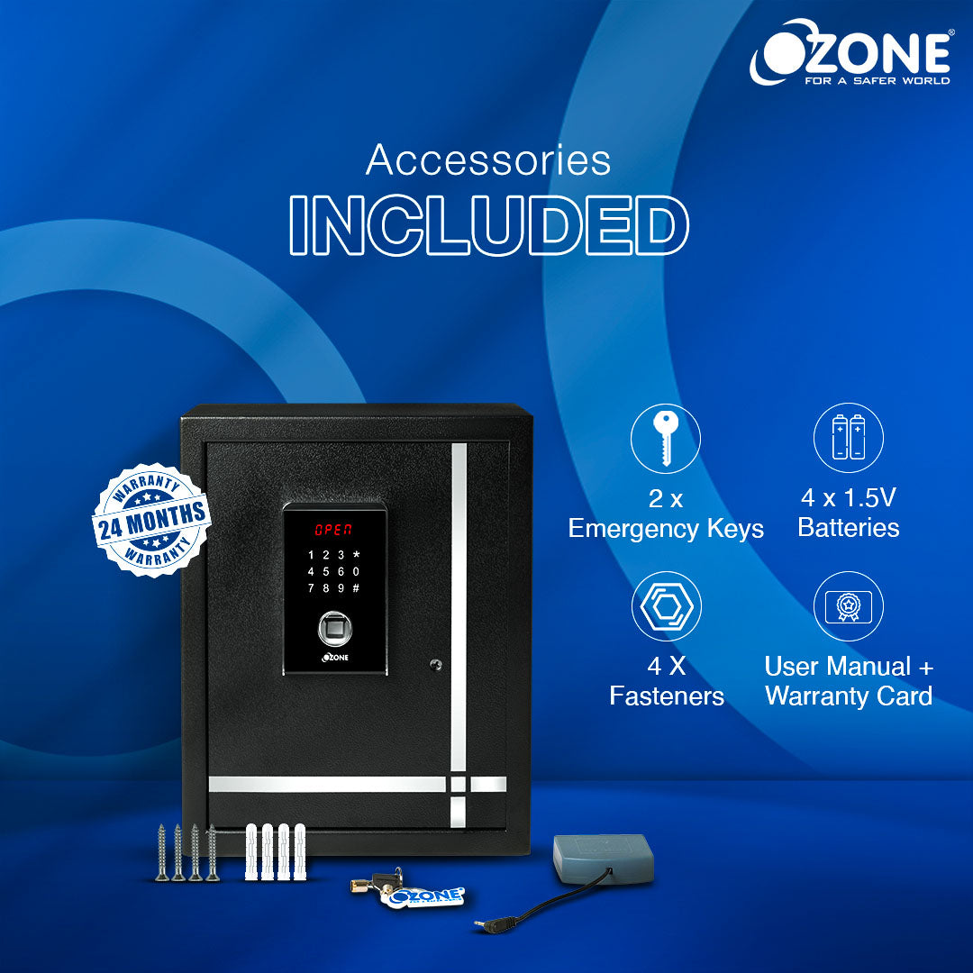 Ozone Biometric Safe for Homes & Offices | 3-way Access | Fingerprint, Password & Emergency Key (40 Ltrs.)