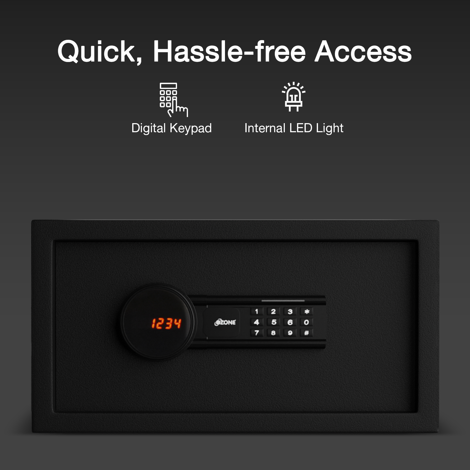 Ozone 9.2 Litres Digital Safe Locker for Home & Office – Digital Lock, 1-Way Unlocking (Password), Size: 200H x 350W x 200D mm, Weight: 5.9kg, 2-Year Warranty - Ozone Group