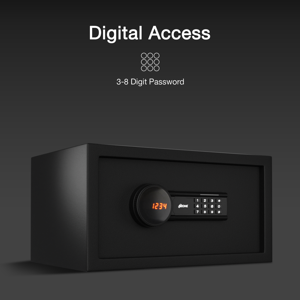 Ozone 9.2 Litres Digital Safe Locker for Home & Office – Digital Lock, 1-Way Unlocking (Password), Size: 200H x 350W x 200D mm, Weight: 5.9kg, 2-Year Warranty - Ozone Group