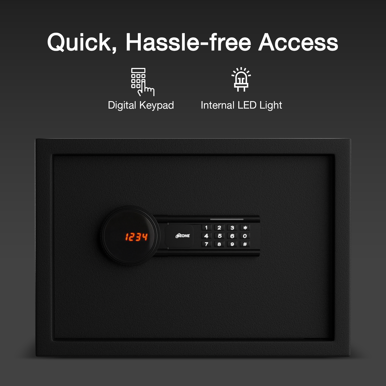 Ozone 16 Litres Digital Safe Locker for Home & Office – Digital Lock, 1-Way Unlocking (Password), Size: 250H x 350W x 250D mm, Weight: 9.5kg, 2-Year Warranty - Ozone Group