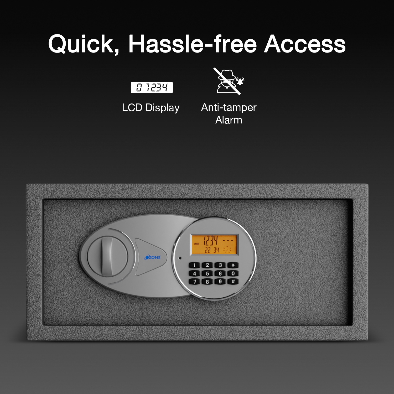 Ozone 26.3 Litres Digital Safe Locker for Home & Office – Digital Lock, 1-Way Unlocking (Password), Size: 200H x 430W x 380D mm, Weight: 11kg, 2-Year Warranty - Ozone Group