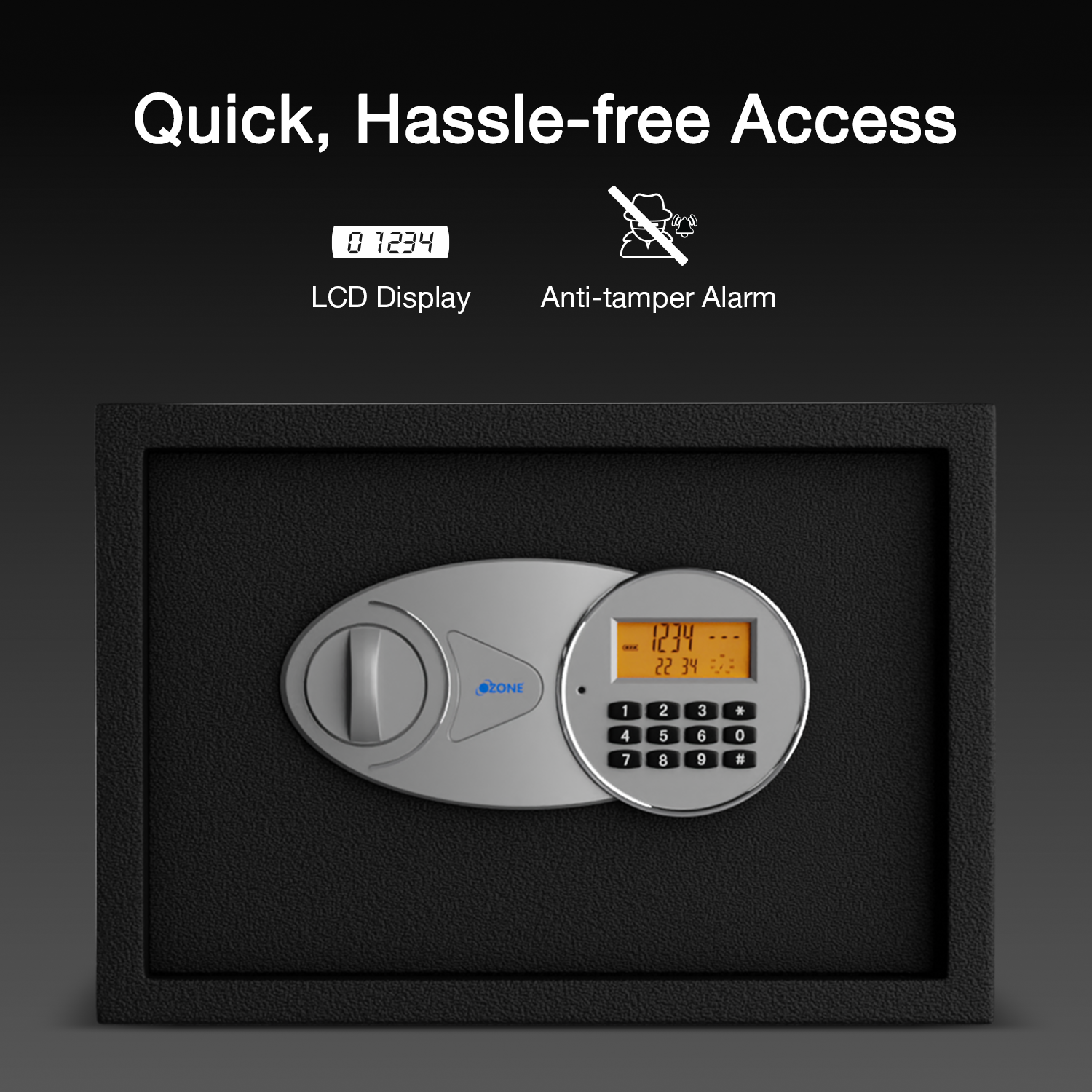 Ozone 16 Litres Digital Safe Locker for Home & Office – Digital Lock, 1-Way Unlocking (Password), Size: 250H x 350W x 250D mm, Weight: 9.5kg, 2-Year Warranty - Ozone Group