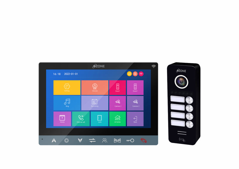 Ozone 7-Inch Colorful TFT LCD Wired Monitor Video Door Phone Doorbell for Multi Apartment, Monitoring, Remote Unlock Entry, 2 Way Talk (Black, Grey)