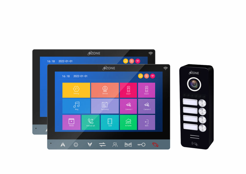 Ozone 7-Inch Colorful TFT LCD Wired Monitor Video Door Phone Doorbell for Multi Apartment, Monitoring, Remote Unlock Entry, 2 Way Talk (Black, Grey)