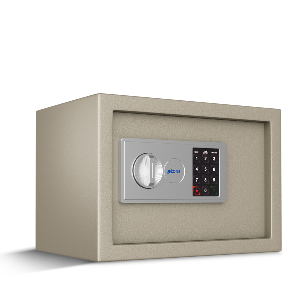 Ozone 16.11 Litres Digital Safe Locker for Home & Office – Digital Lock, 1-Way Unlocking (Password), Size: 250H x 350W x 250D mm, Weight: 9.5kg, 2-Year Warranty (White) - Ozone Group