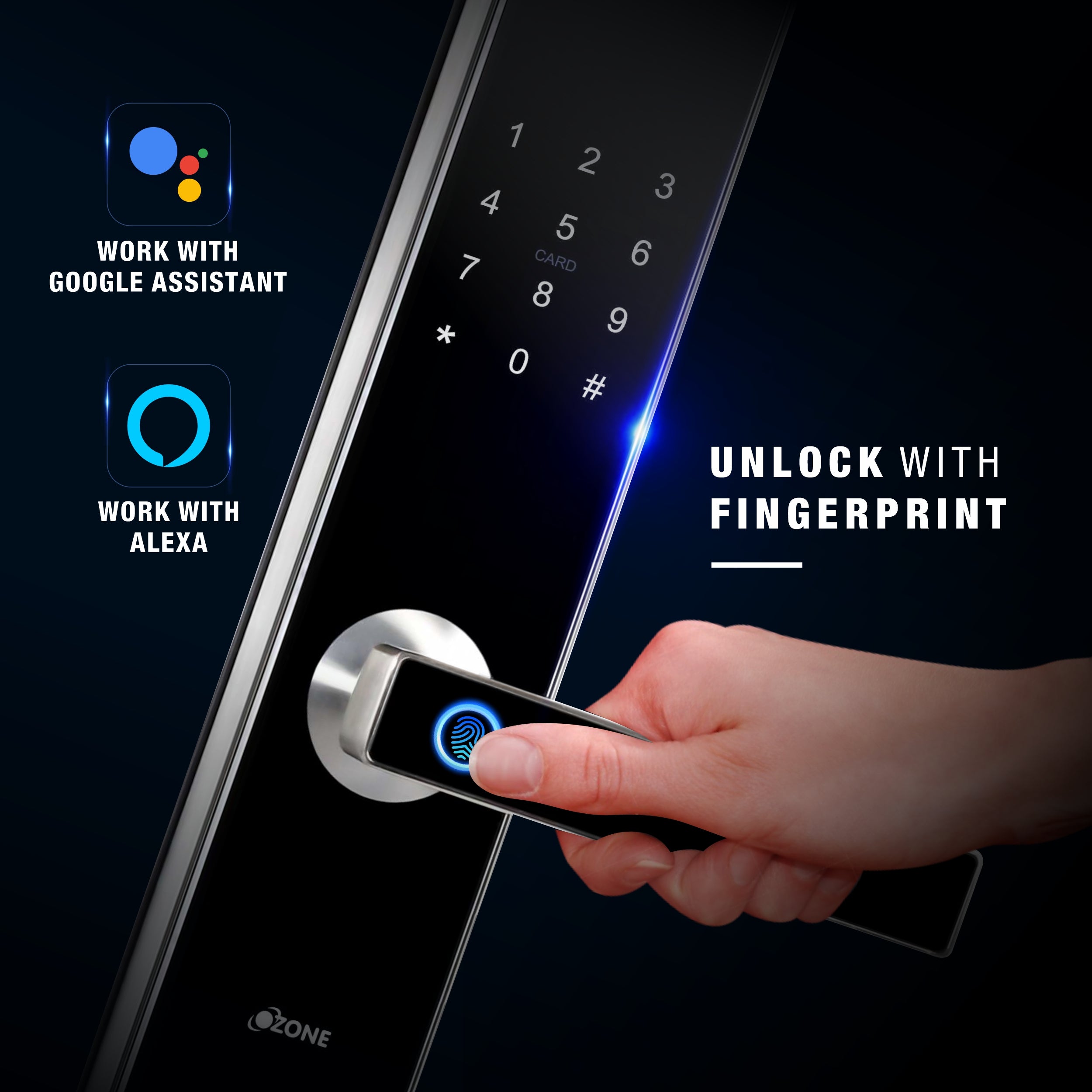 Ozone Morphy Plus Bluetooth Smart Door Lock with 4-way access | Door Thickness: 35-100 mm - Ozone Group